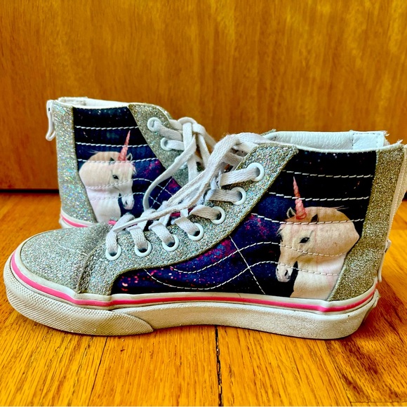 Kids’ Vans High Tops - Glitter Unicorn design - Picture 1 of 7